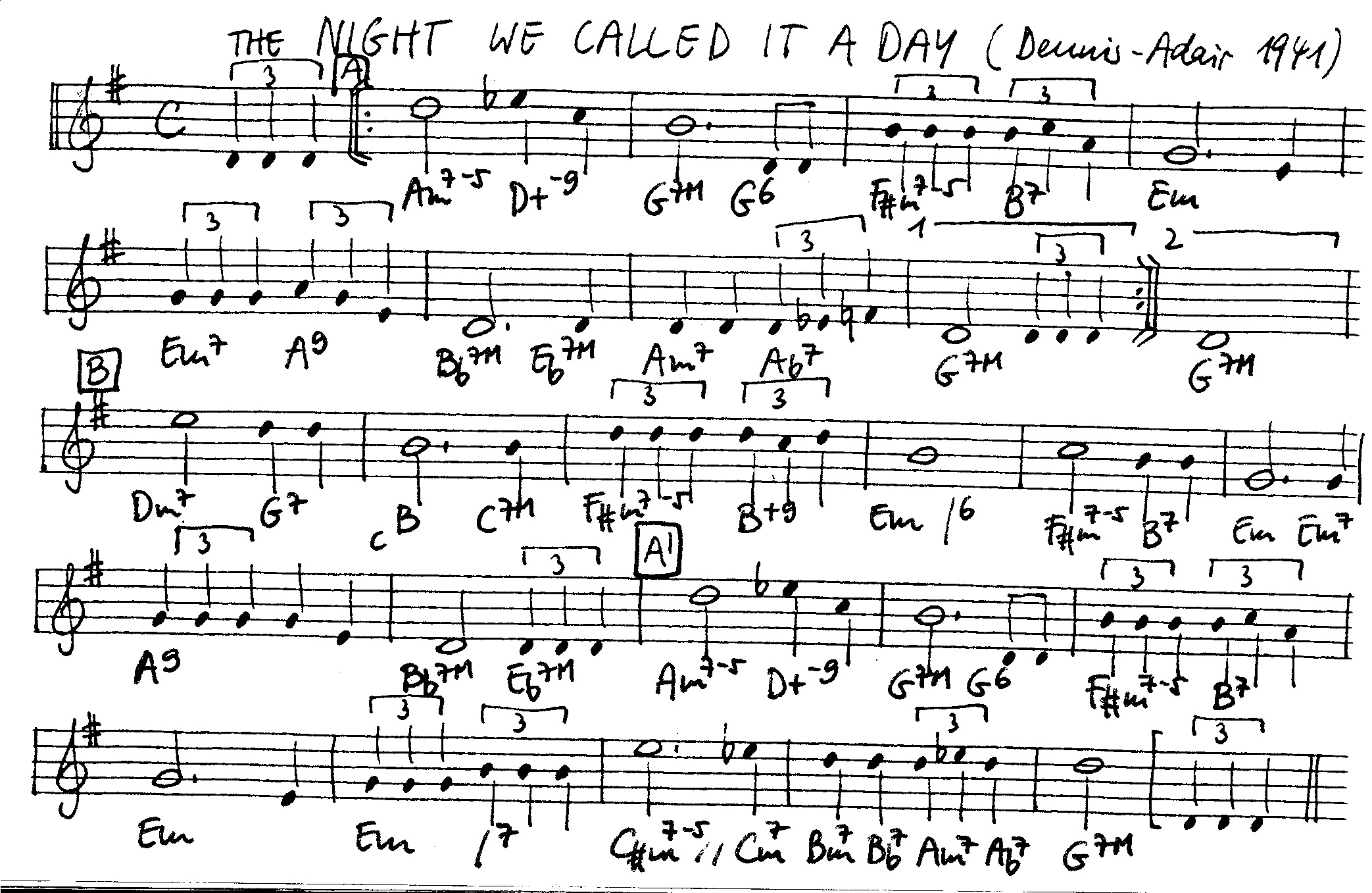 the night we called it a day leadsheet – book us for your next 20s or gatsby event